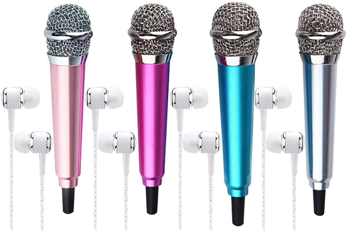 Angel3292 Mini Portable Vocal Instrument Microphone for Mobile Phone 3.5Mm Universal Wire Connect Karaoke Metallic Mini Microphone for Cell Phone PC Blue  angel3292   