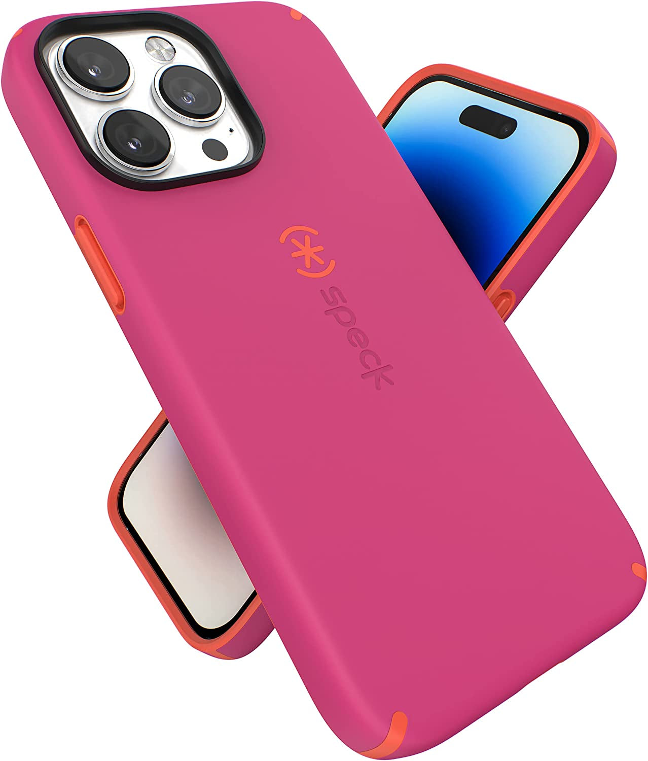 Speck for Iphone 14 Pro Max Case - Drop Protection, Scratch Resistant, Built for Magsafe with Soft Touch Coating - 6.7" Iphone 14, Dual Layer Case -Cloudy Grey/Spring Purple Candyshell Pro  Speck Products   