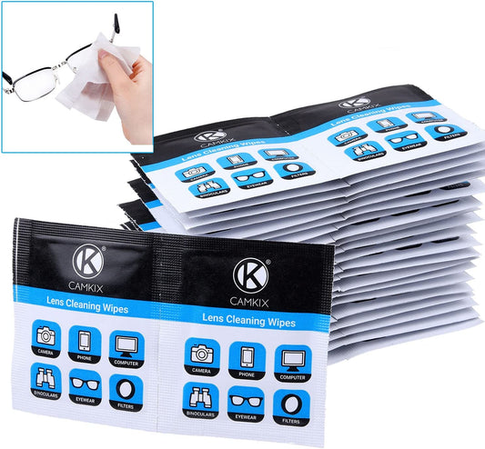Lens Cleaning Wipes - 200 Individually Wrapped Wet Tissues - Moist Polish Cloths for Eyeglasses, Sunglasses, Camera Lenses, Phone/Tablet Screens, Binoculars, Etc. -Advanced Formula  CamKix   