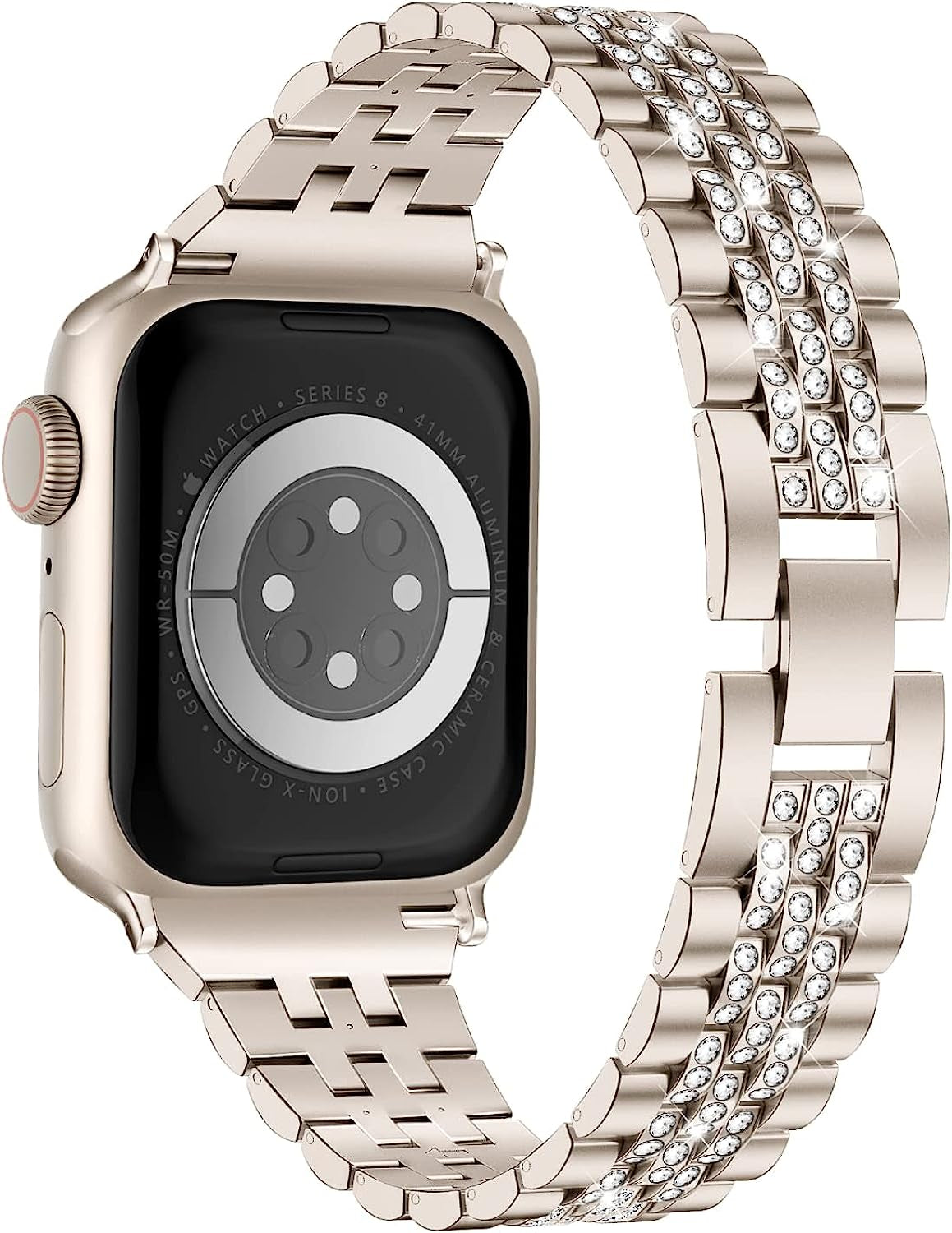 Missair Compatible with Apple Watch Band 38Mm 40Mm 41Mm 42Mm 44Mm 45Mm Series 8 7 6 5 4 3 2 1 SE, Women Diamond Bling Bracelet Jewelry Metal Replacement Wristband Strap for Iwatch  Missair   