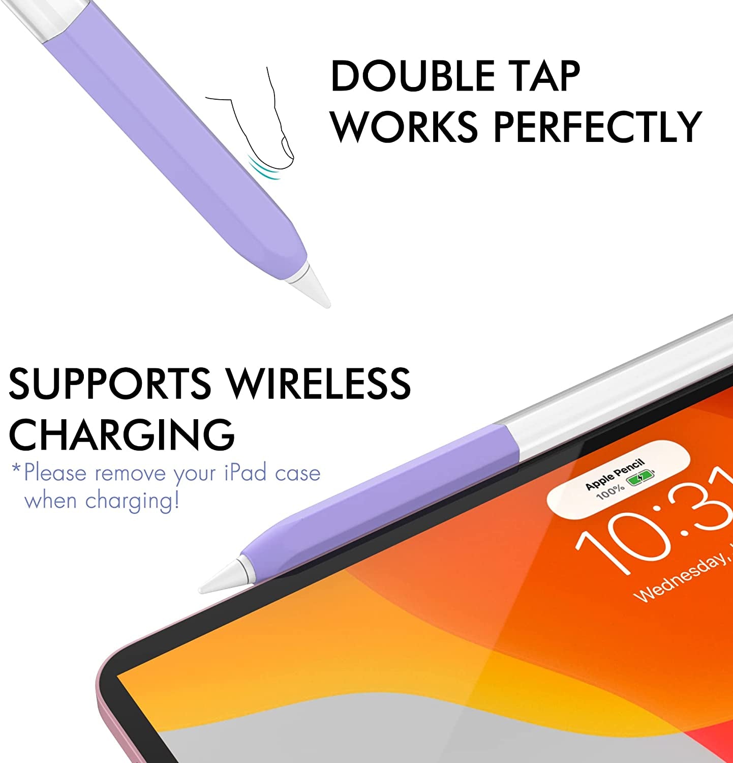 NIUTRENDZ Classic Hexagon Case for Apple Pencil 2Nd Generation Cover Sleeve Skin Accessories Translucent Design Compatible with Magnetic Charging and Double Tap (Apple Pencil 2Nd Generation, Purple)  NIUTRENDZ   