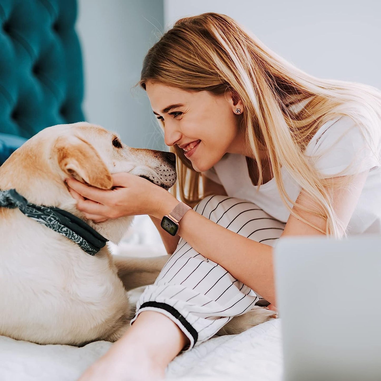 Witzon Compatible with Fitbit Versa 2 Bands for Women Men, Soft Breathable Versa 2 Solo Loop Sport Strap, Versa Lite Versa SE Replacement Accessories Adjustable Braided Nylon Versa 2 Band, Deep Pink  Witzon   