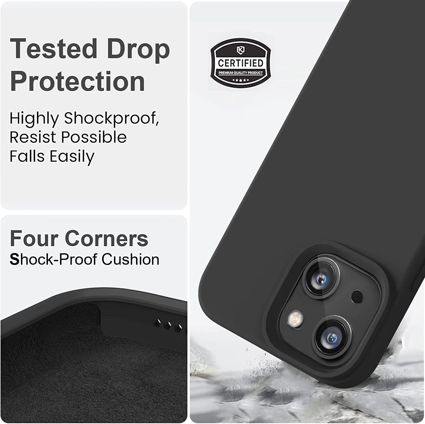 Vooii Compatible with Iphone 14 Case,[Silky Touch Premium Liquid Silicone] [Soft Anti-Scratch Microfiber Lining], Ultra Slim Shockproof Protective Case for Iphone 14 - Black  Vooii   