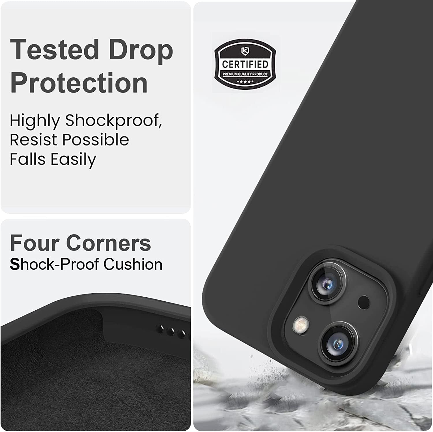 Vooii Compatible with Iphone 14 Case,[Silky Touch Premium Liquid Silicone] [Soft Anti-Scratch Microfiber Lining], Ultra Slim Shockproof Protective Case for Iphone 14 - Black  Vooii   