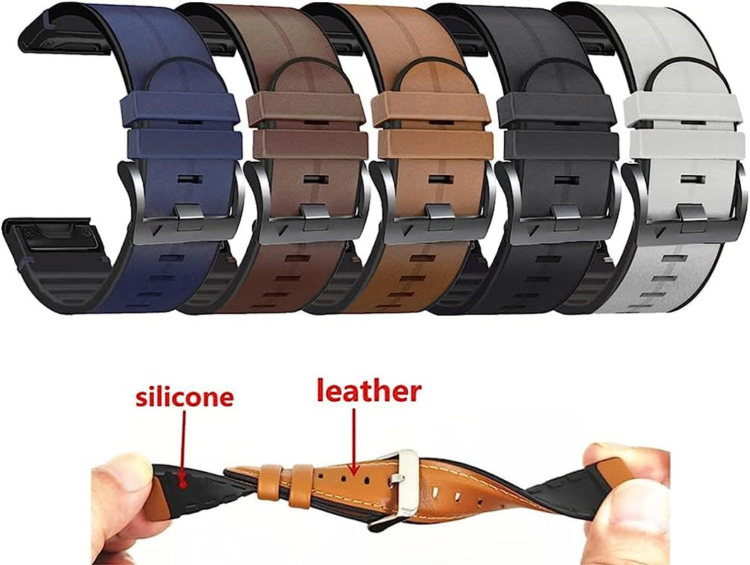 TWRQA 22 26Mm Silicone Leather Watch Band for Garmin Fenix 6X 6 Pro 5X 5 plus 7X 7 3 3HR 945 Straps Smart Watch Wristbands Replacement  TWRQA   