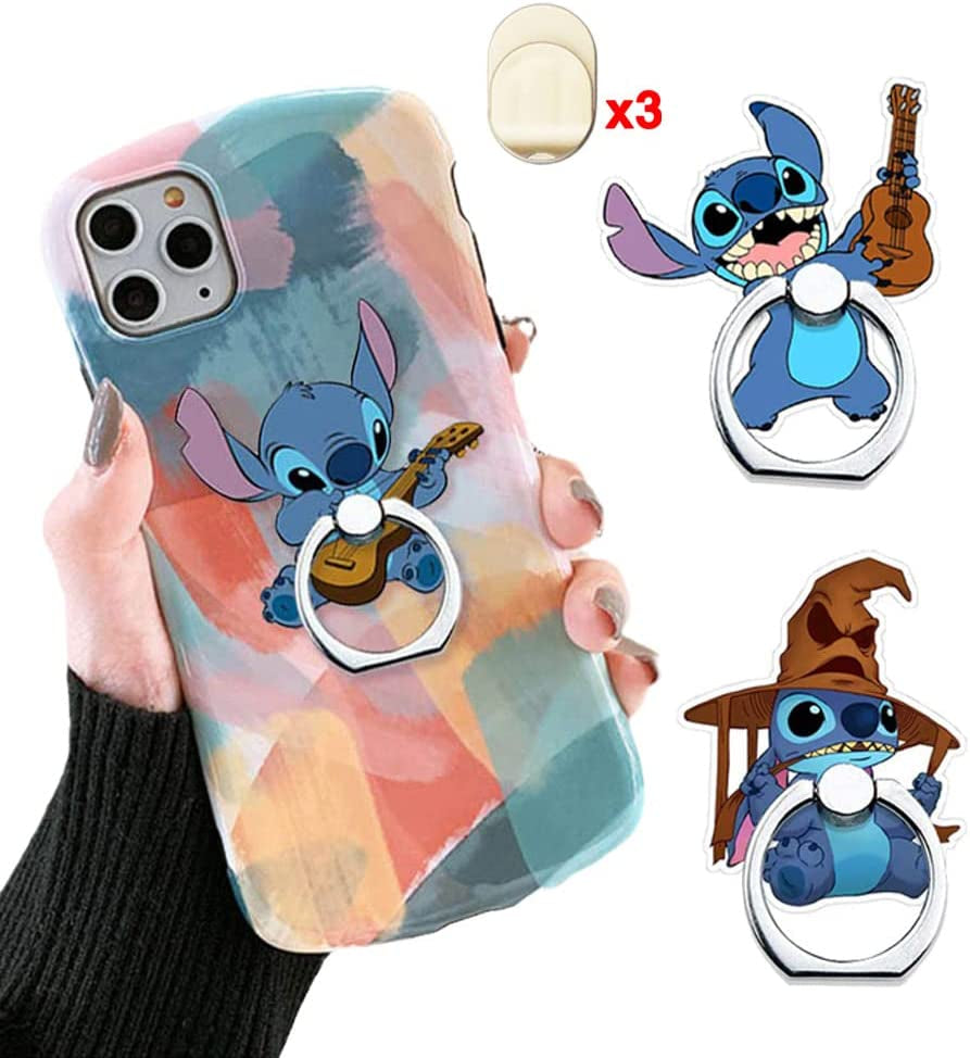 ZOSTLAND 1PC Transparent Clear Phone Ring,Universal 360°Adjustable Phone Case Finger Grip Stand Holder Desk Stent Mount Car Hook Compatible with Iphone 13 12 11 XS MAX X plus Ipad Samsung (Round)  ZOEAST 3pcs Violin Stitch  