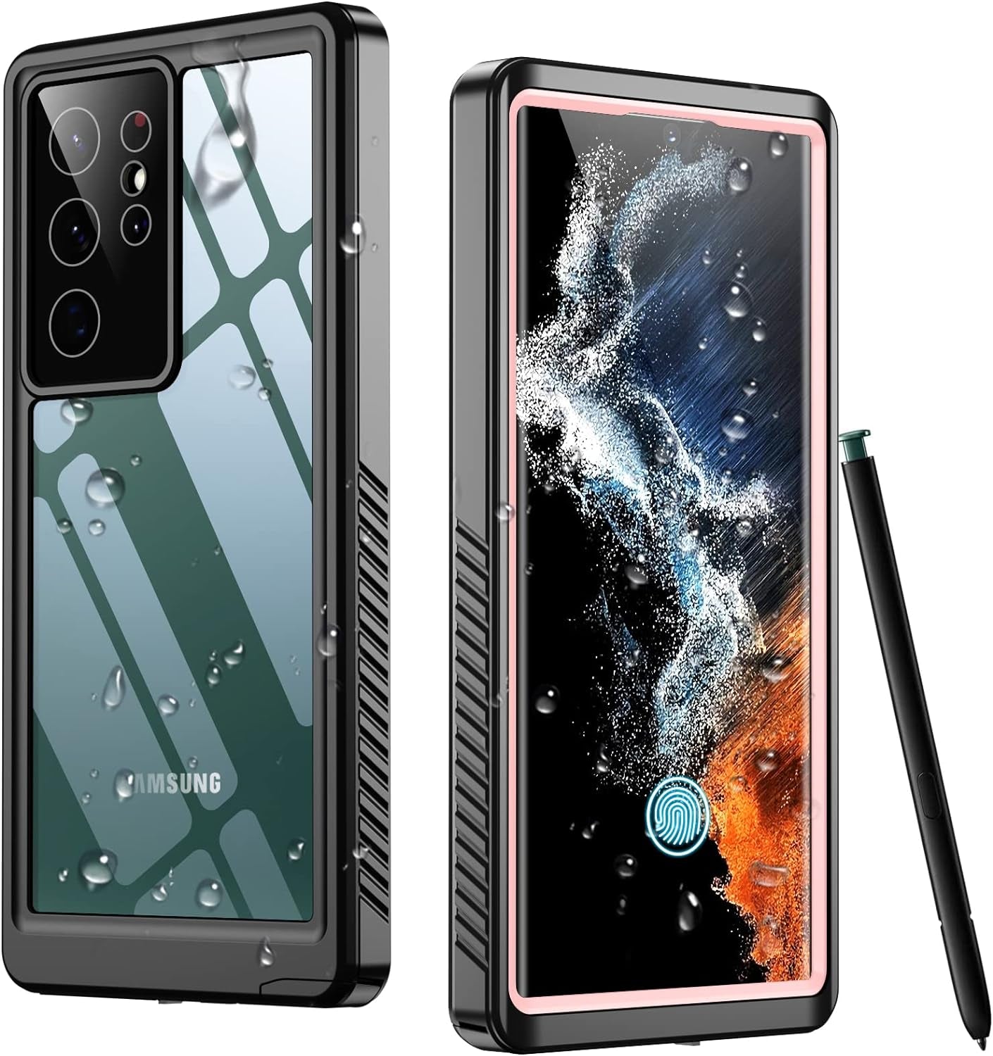 Temdan for Samsung Galaxy S22 Ultra Case Waterproof, Built in Screen Protector 360° Full Body Heavy Duty Shockproof IP68 Waterproof Galaxy S22 Ultra Case for Samsung S22 Ultra 5G 6.8 Inch Purple  Temdan Pink  