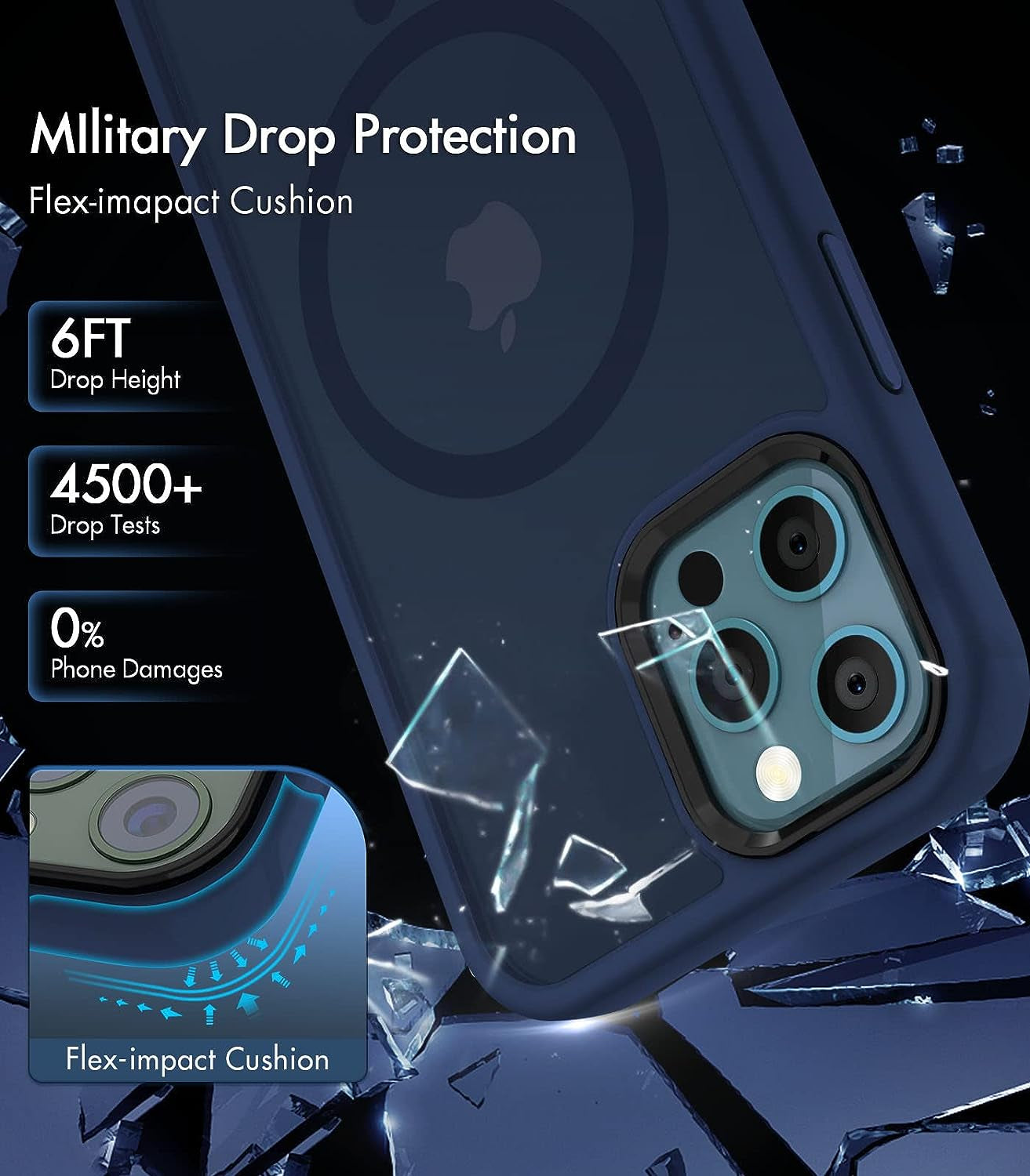 BOTOER 5 in 1 for Iphone 12 /Iphone 12 Pro Case,With 2 Pack Screen Protector + 2 Pack Camera Lens Protector, Ultra Thin Scratch Resistant Drop Mag-Safe Phone ,Blue  BOTOER   