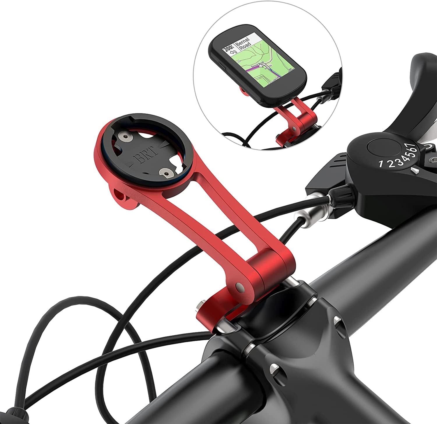Garmin Edge Wahoo Bike Mount - Out Front Adjustable Bicycle Computer Mount, Extended Mountain Bike Accessories for 38Mm Handlebar, Cycling Phone Bike Light Sports Action Camera Combo Mount (Black)  TOIIOV Red  