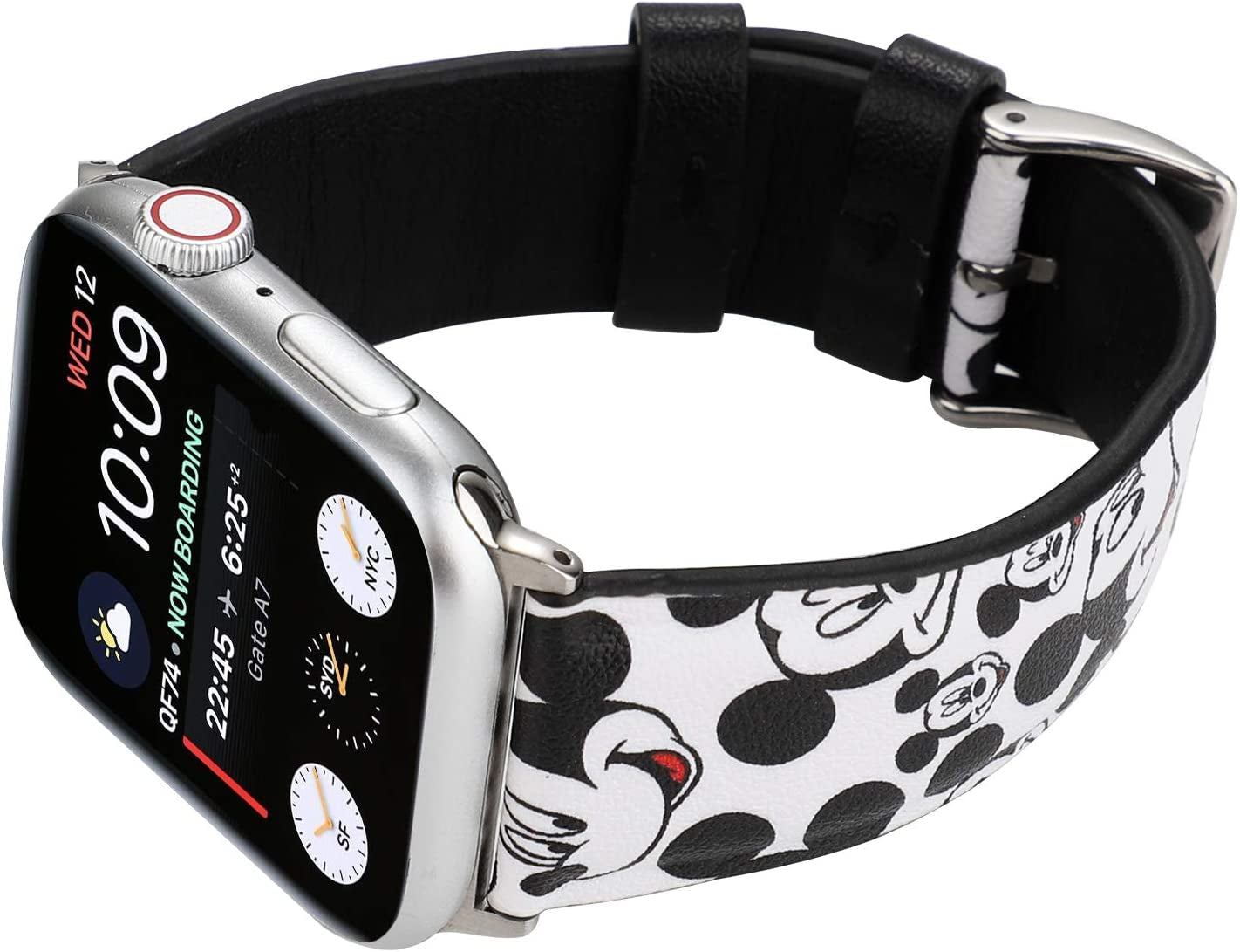 Cute Cartoon Leather Band Lovely Style Replacement Strap Wristband Compatible with Apple Watch 42Mm 44Mm 45Mm Series 8 7 6 5 4 3 2 1 Se/49Mm Ultra - White/Black  Clatune   