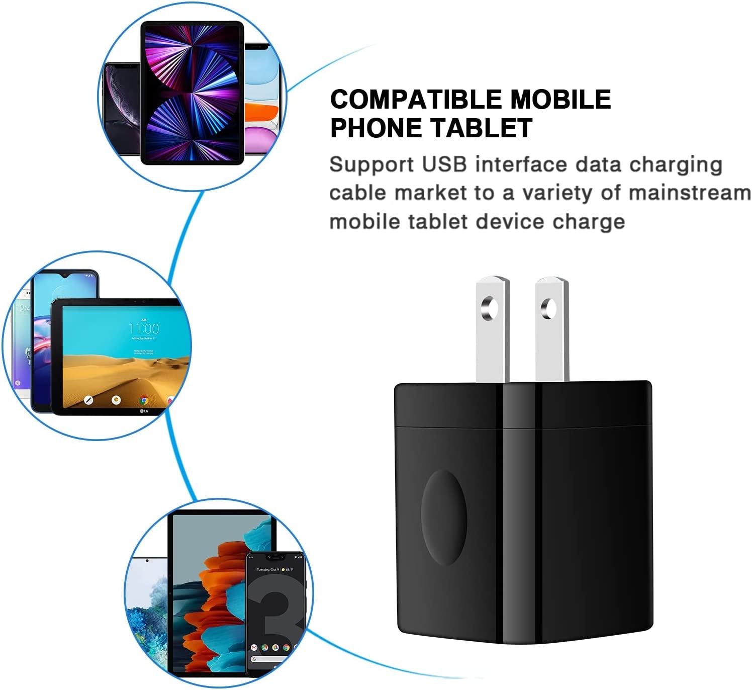 Black USB Wall Adapter, Charging Block, 3Pack Dual Port 2.1A Fast Wall Charger Brick Base Cube USB Plug Outlet Phone Charger Box Compatible Iphone 14 13 12 11 XS Max XR X 8 7 6 6S, Ipad, Samsung, LG  Shenzhen Putuo Technology Co.,Ltd   