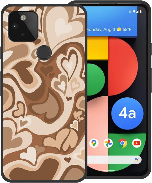 Zaztify Phone Case for Google Pixel 4A 5G, Lovely Irregular Brown Love Heart Khaki Lovecore Aesthetic Cute Shockproof Protective Anti-Slip Thin Soft Cover Shell  zaztify   