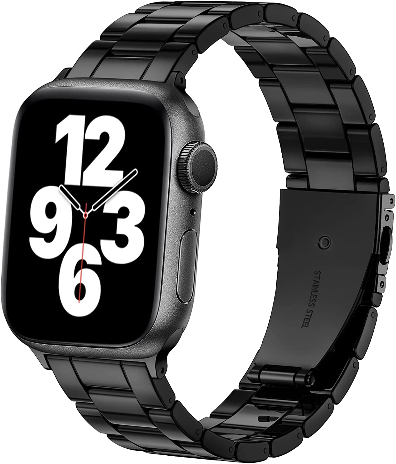 GEAK Resin Strap Compatible with Apple Watch Band 40Mm 38Mm 44Mm 42Mm 41Mm 45Mm Women Men, Light Resin Bracelet Iwatch Bands with Stainless Steel Buckle Replacement for Iwatch Series 7 6 5 4 3 2 1 SE  GEAK Black 38mm/40mm/41mm 