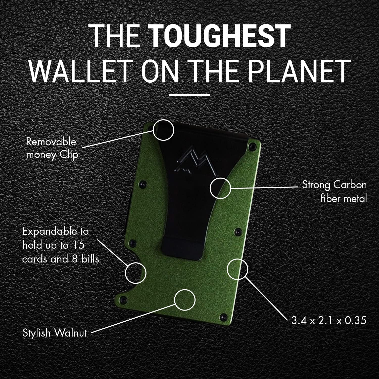 Mountain Voyage Minimalist Wallet for Men - Slim RFID Wallet I Army Green Credit Card Holder with Money Clip, Quality Aluminum & Rustproof Metal Finishes, Easily Removable Money & Cards, Mens Wallets  Mountain Voyage Co   