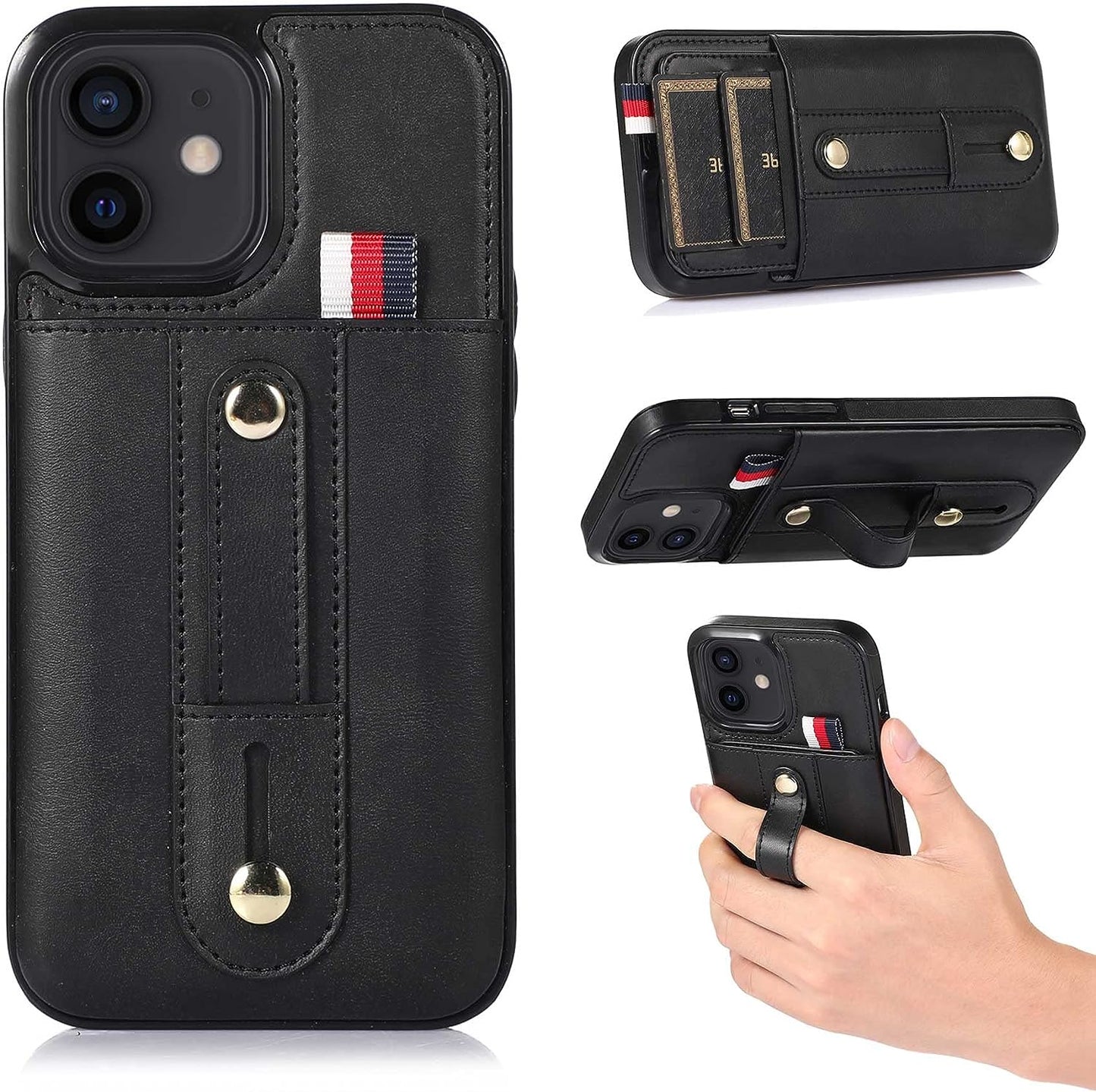 ZCDAYE Wallet Case for Iphone 13 with Card Holder, Non-Slip Finger Holder Adjustable Leather Loop Strap Anti-Scratch Protective Phone Cover for Iphone 13 (6.1 Inches), Black  ZCDAYE   