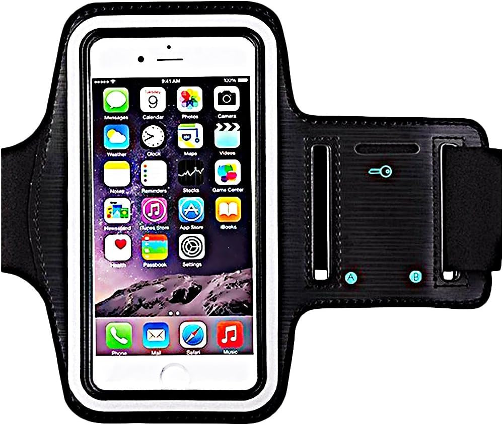 [1 Pack]Water Resistant Sports Armband Casehq for Iphone 7/7 Plus, 6/6S plus (5.5-Inch), Galaxy S6/S7 Edge, Y Note 5, with Key Holder/ Flap High Visibility Night Reflective Running Exercise Armband  CaseHQ armband black 5.7 1Pack  
