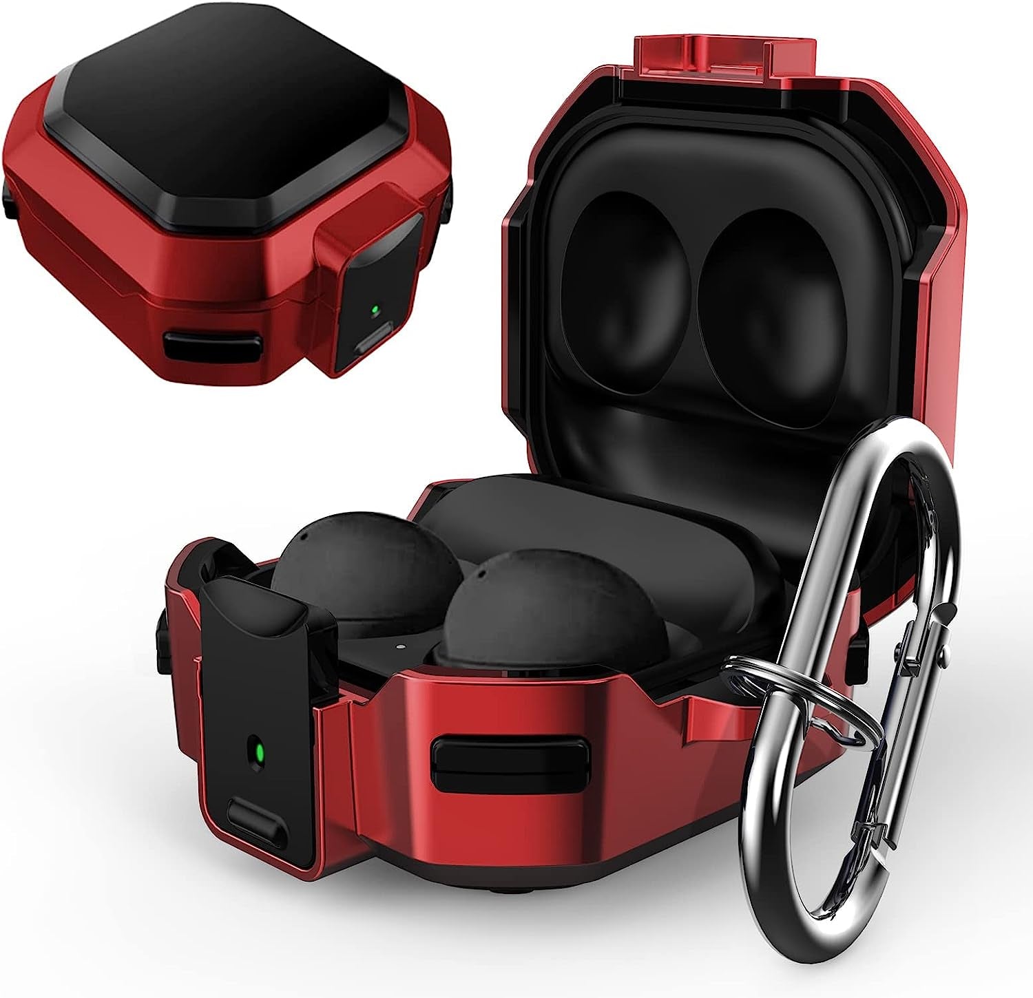 Lopnord for Galaxy Buds 2 Pro Case/Galaxy Buds Pro Case/Galaxy Buds 2 Case/Galaxy Buds Live Case with Lock, Carbon Fiber Shockproof Cover for Galaxy Buds Pro Case Samsung Earbuds with Keychain…  Lopnord US Black+Red  