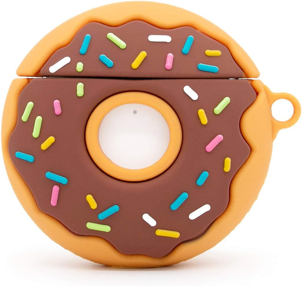 YONOCOSTA Cute Airpods Case, Airpods 2 Case, Doughnut Cool Funny 3D Food Shaped Full Protection Shockproof Soft Silicone Charging Case Cover Skin with Keychain for Airpods 1&2  YONOCOSTA Inc   
