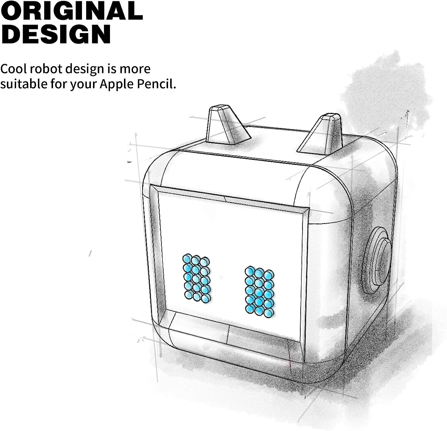 Cute Robot Design Case for Apple Pencil 1St Gen for Apple Pencil Accessories Cover , Soft Silicone Sleeve Cover Accessories Compatible for Ipad Pro 9.7"/10.5"/12.9" (Black)  litumfen   