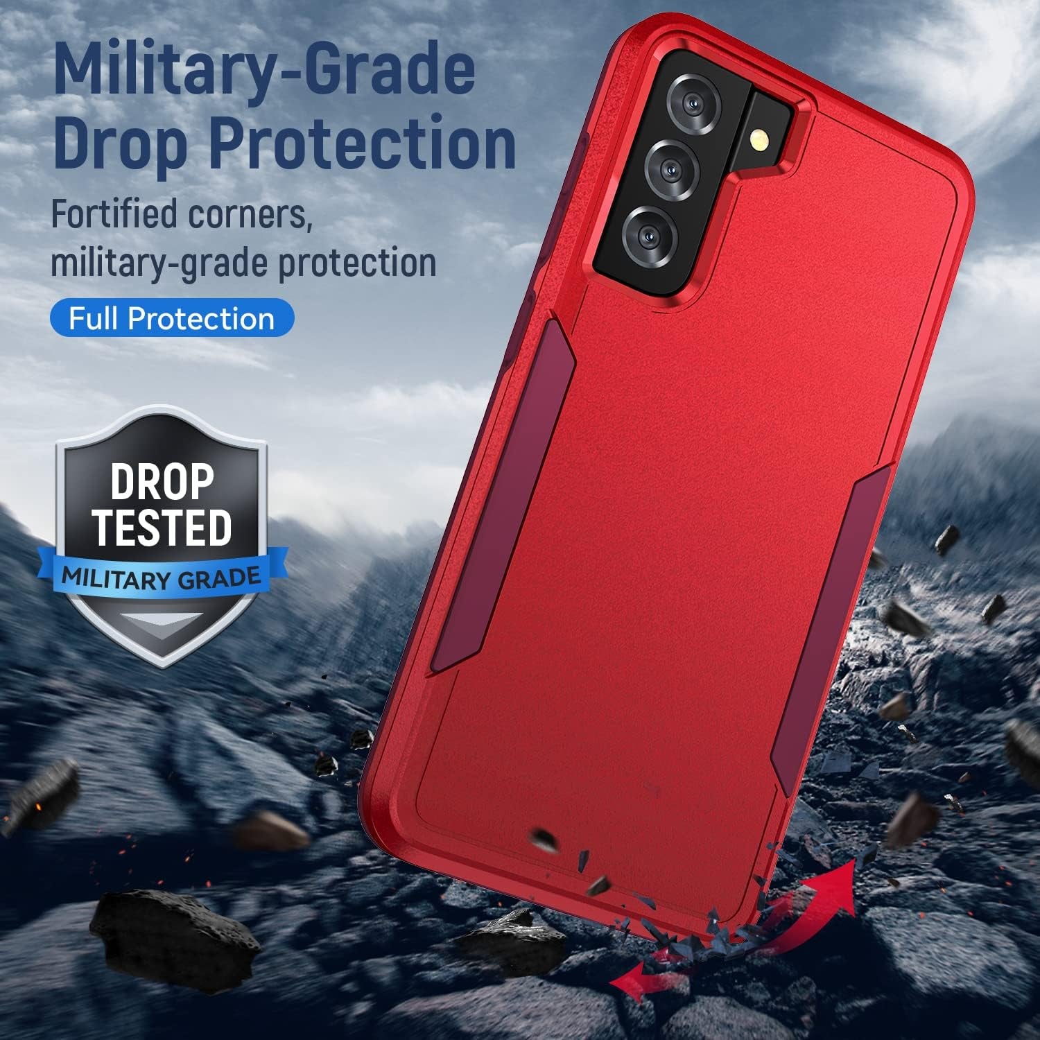 For Samsung Galaxy S21 Case, Galaxy S21 Case with HD Screen Protector [Military Grade Drop Tested] Heavy-Duty Tough Rugged Shockproof Protective Case for S21, Red  BOYOSS   