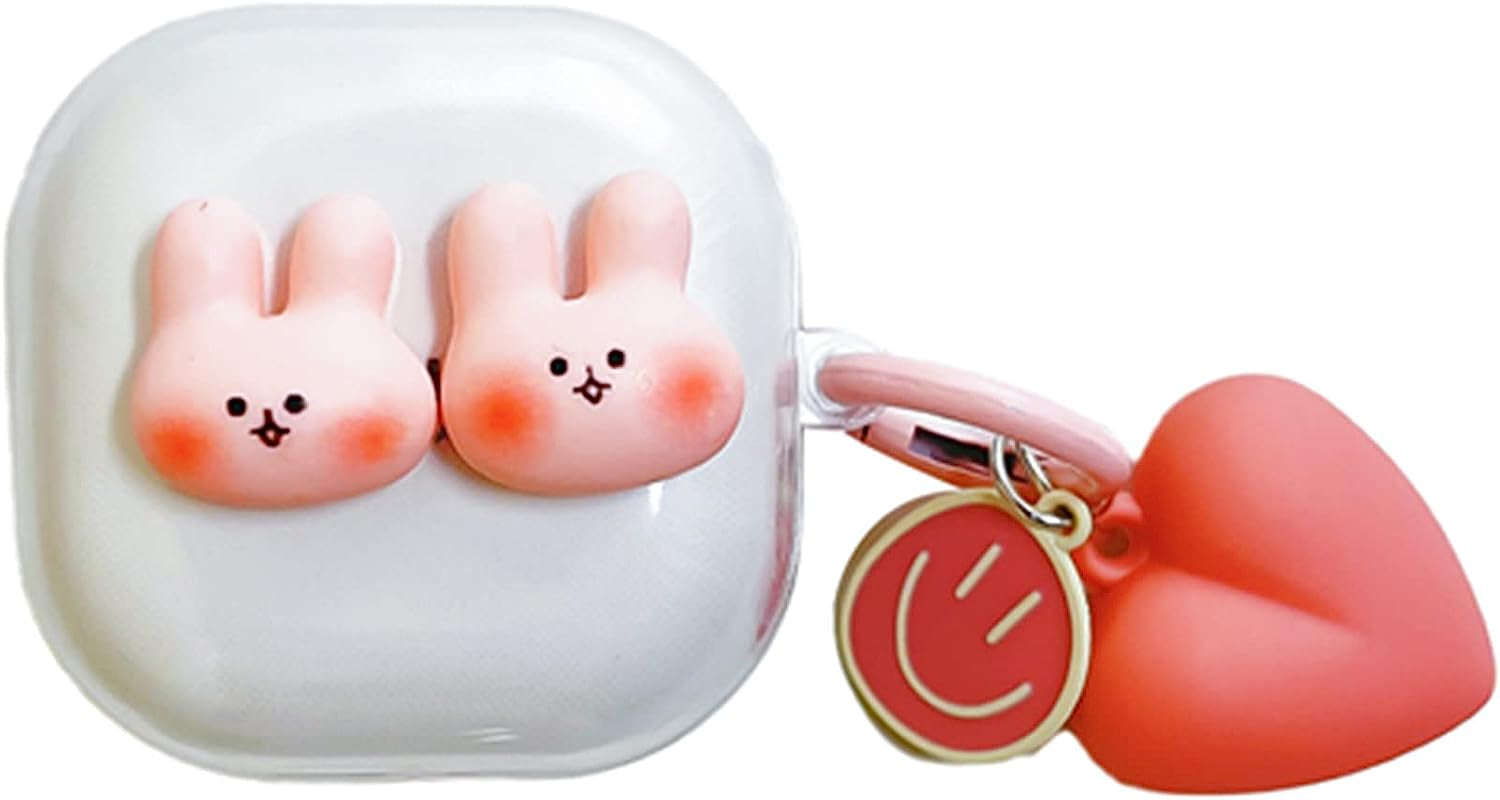 AOLABOKY Earphone Case for Samsung Galaxy Buds Live/Buds Pro/Buds 2 Charging Box,Cute Cartoon Bear Rabbit Transparent Earphone Protective Case with Keychain (Bear)  AOLABOKY Rabbit  