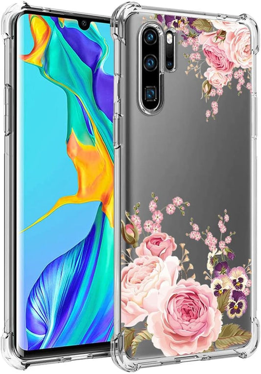 Yerebel Case for Huawei P30 Pro VOG-L29 VOG-L04 Cute Case, Clear Flexible Bumper TPU Soft Rubber Silicone Cover Phone Case for Huawei P30 Pro (Roseflower)  Yerebel   