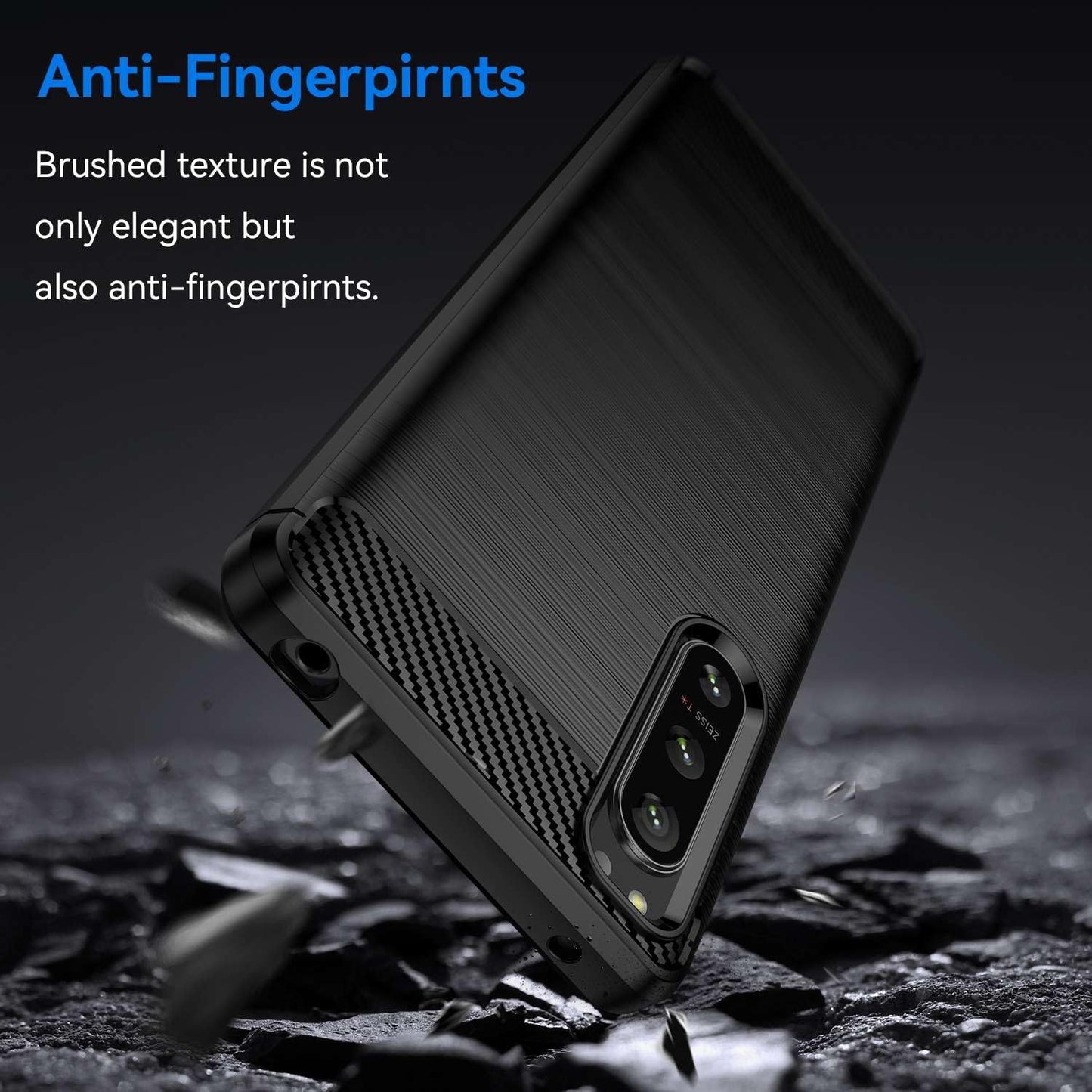 Cell Phone Case for Sony Xperia5-Iv,Refined Carbon Fiber,Anti-Fall,Anti-Fingerprint,Full Protection  IDEWEI   
