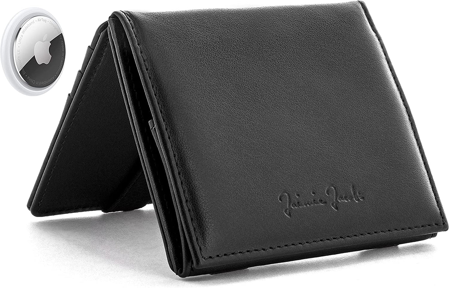 Jaimie Jacobs Flap Boy Airtag Edition Magic Wallet RFID Protected Genuine Leather Men (Black with Red)  Jaimie Jacobs Black  