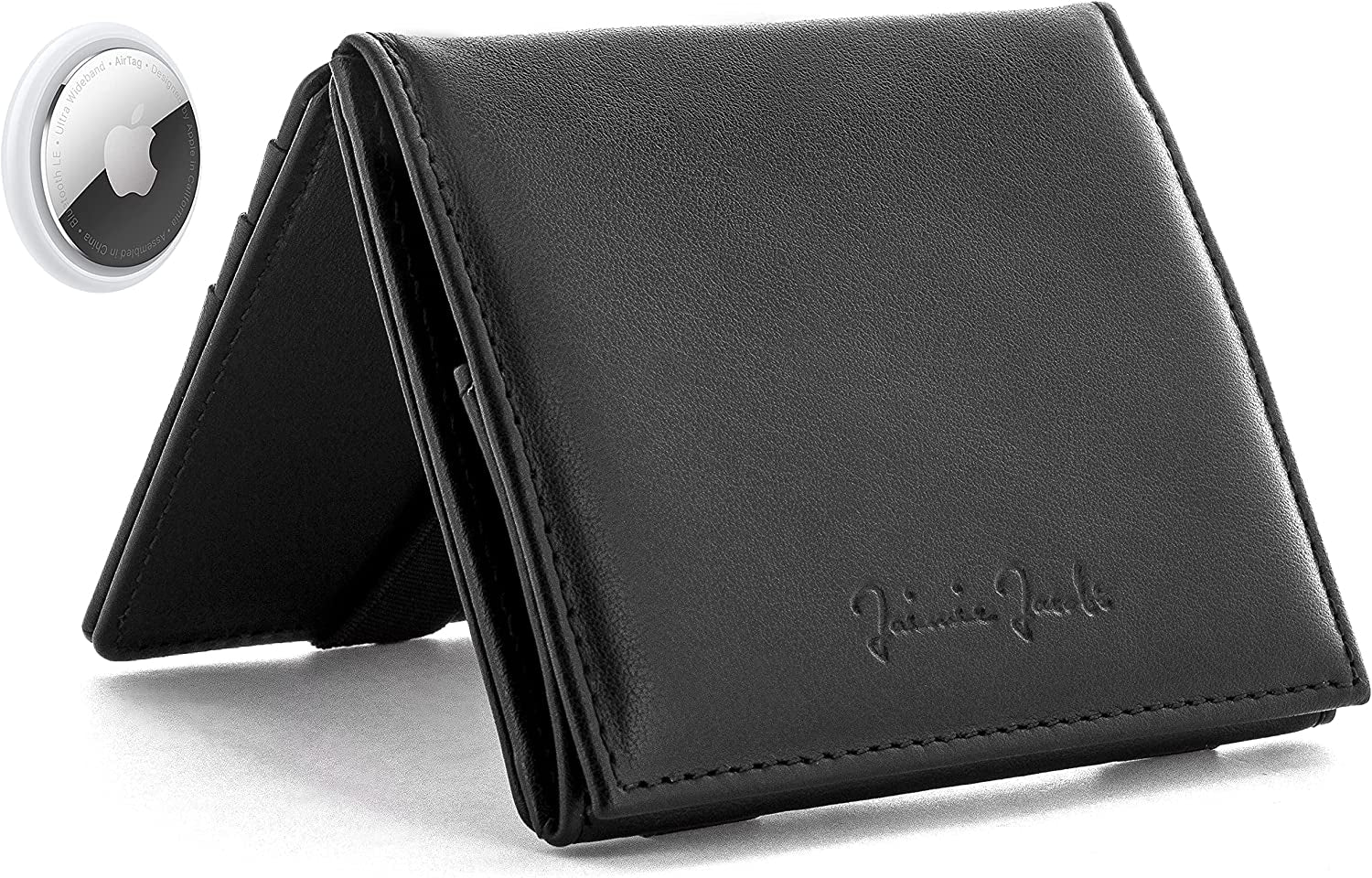 Jaimie Jacobs Flap Boy Airtag Edition Magic Wallet RFID Protected Genuine Leather Men (Black with Red)  Jaimie Jacobs Black  