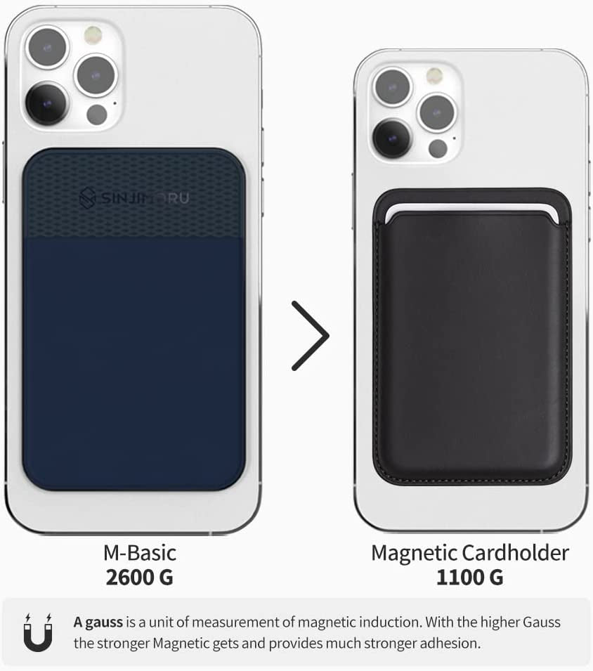 Sinjimoru Stretchy Magnetic Phone Wallet, Magnetic Card Holder for Back of Phone as Phone Wallet Stick on for Magsafe Wallet Compatible with Iphone 14 & 13 12 Series. M-Basic Black  Sinjimoru Co. Ltd   