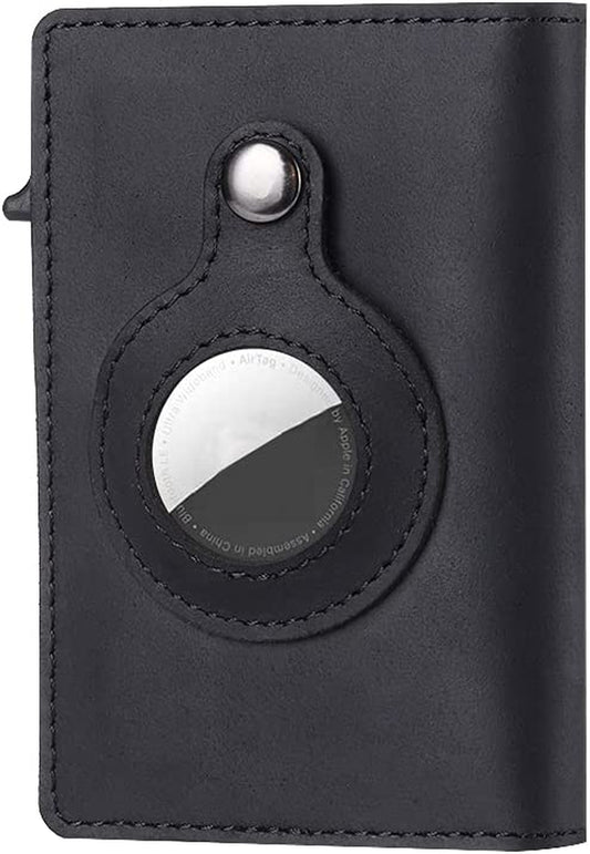 MULINSEN Fashion Genuine Leather Wallet Key Case Protected Cover for Airtags Holder Multifunctional Wallet with Apple Airtag Case Cover Men Valentines Father'S Day Gifts Black  MULINSEN   