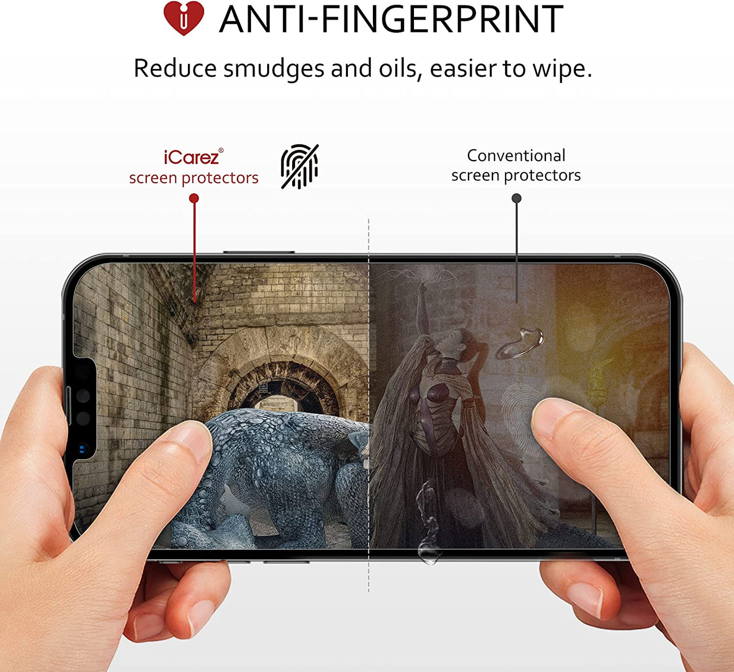 Icarez HD anti Glare Matte Screen Protector for Iphone 14 Iphone 13 /Iphone 13 Pro 6.1-Inches [3 Pack] (Case Friendly) Premium No Bubble Easy to Apply with Hinge Installation  iCarez   