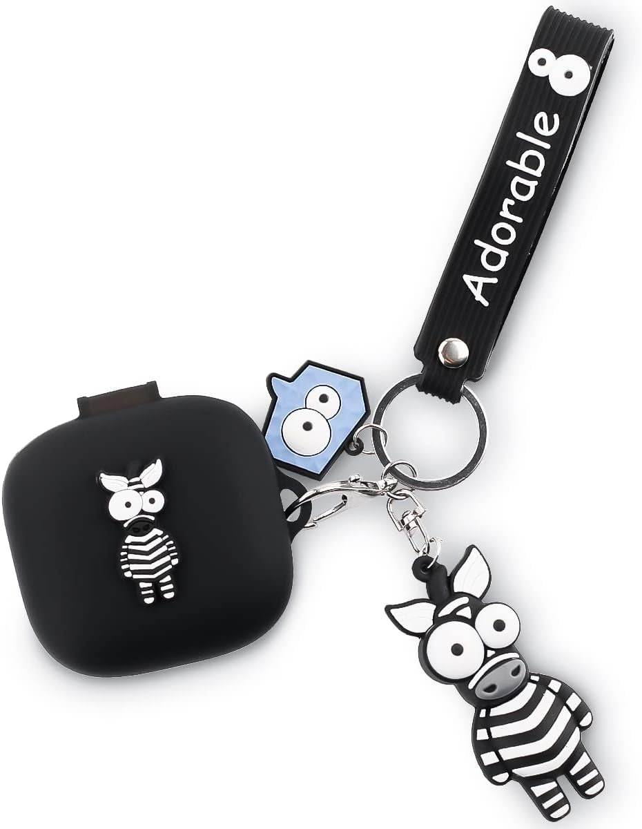 Fit Designed for Beats Fit Pro 2021 New Earbuds, Suublg Beats Fit Pro Cartoon Silicone Headphones Charging Case Cover with Cute Doll Keychain Full Body Anti-Lost Lanyard Protection  Suublg Zebra  