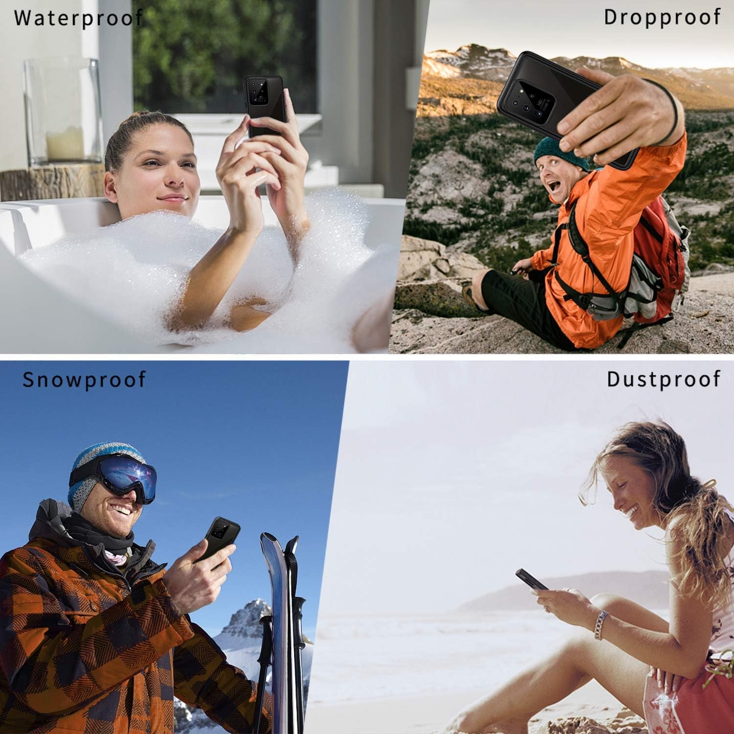 Lanhiem Galaxy S20 Ultra Case, Built-In Screen Protector IP68 Waterproof Dustproof Case, Full Body Heavy Duty Shockproof Protective Cover for Samsung Galaxy S20 Ultra 5G (Black/Gray)  Lanhiem   