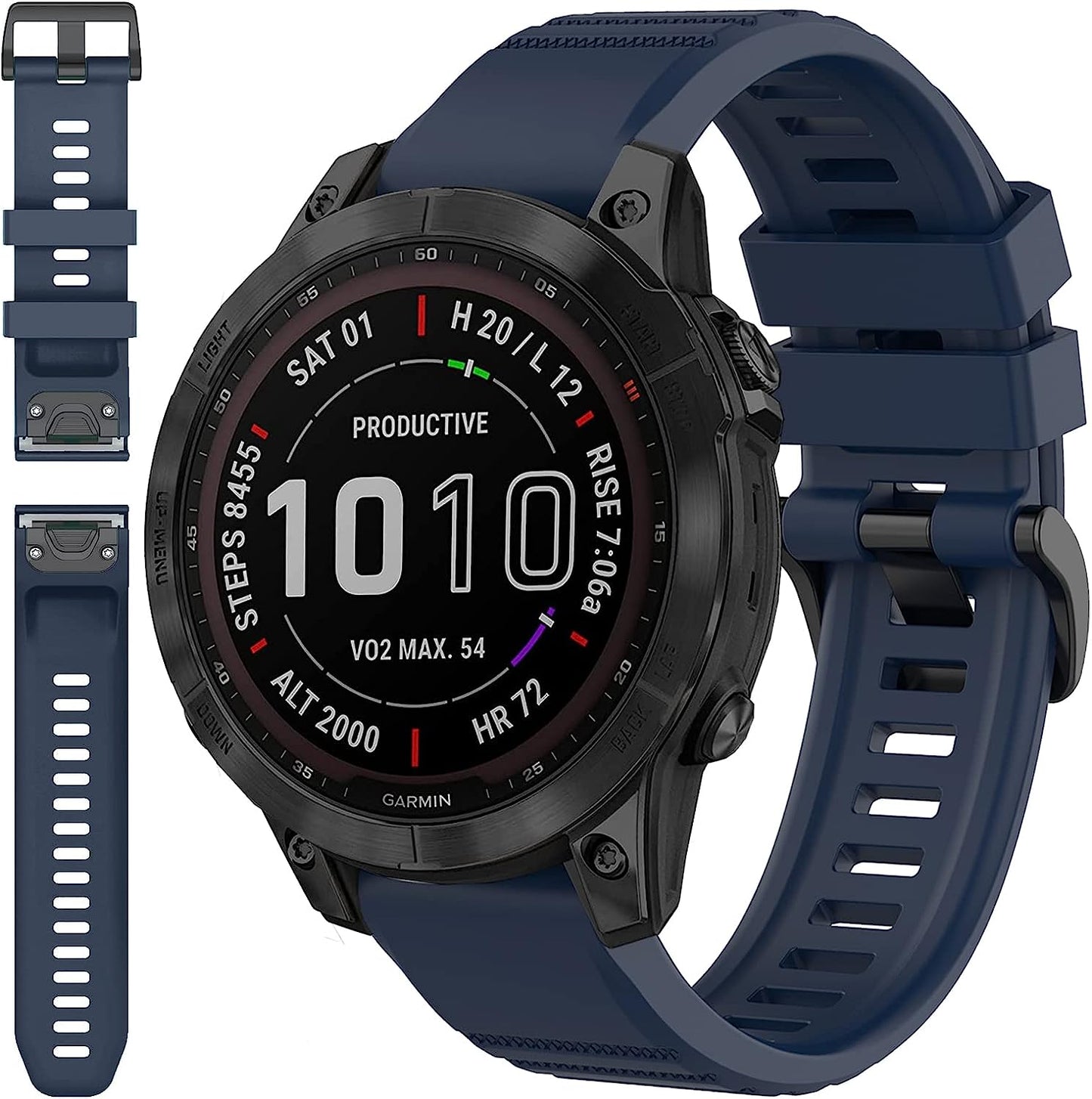 Miimall Compatible for Garmin Fenix 7 Watch Band 22Mm Sport Soft Silicone Flexible Watch Strap Quick Fit Silicone Band Strap for Garmin Fenix 7/7 Sapphire Solar/Fenix 6/6 Pro//Fenix 5 22Mm(Green)  Miimall Midnight Blue  