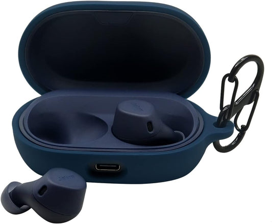 Lizhi Silicone Case for Jabra Elite 7 Pro,Anti-Break Anti-Lost & Shockproof Easy Carrying Unique Dual Hole Portable Protective Case Cover with Carabiner for 2021 Newest Jabra Elite 7 Pro (Navy Blue)  LiZHi   