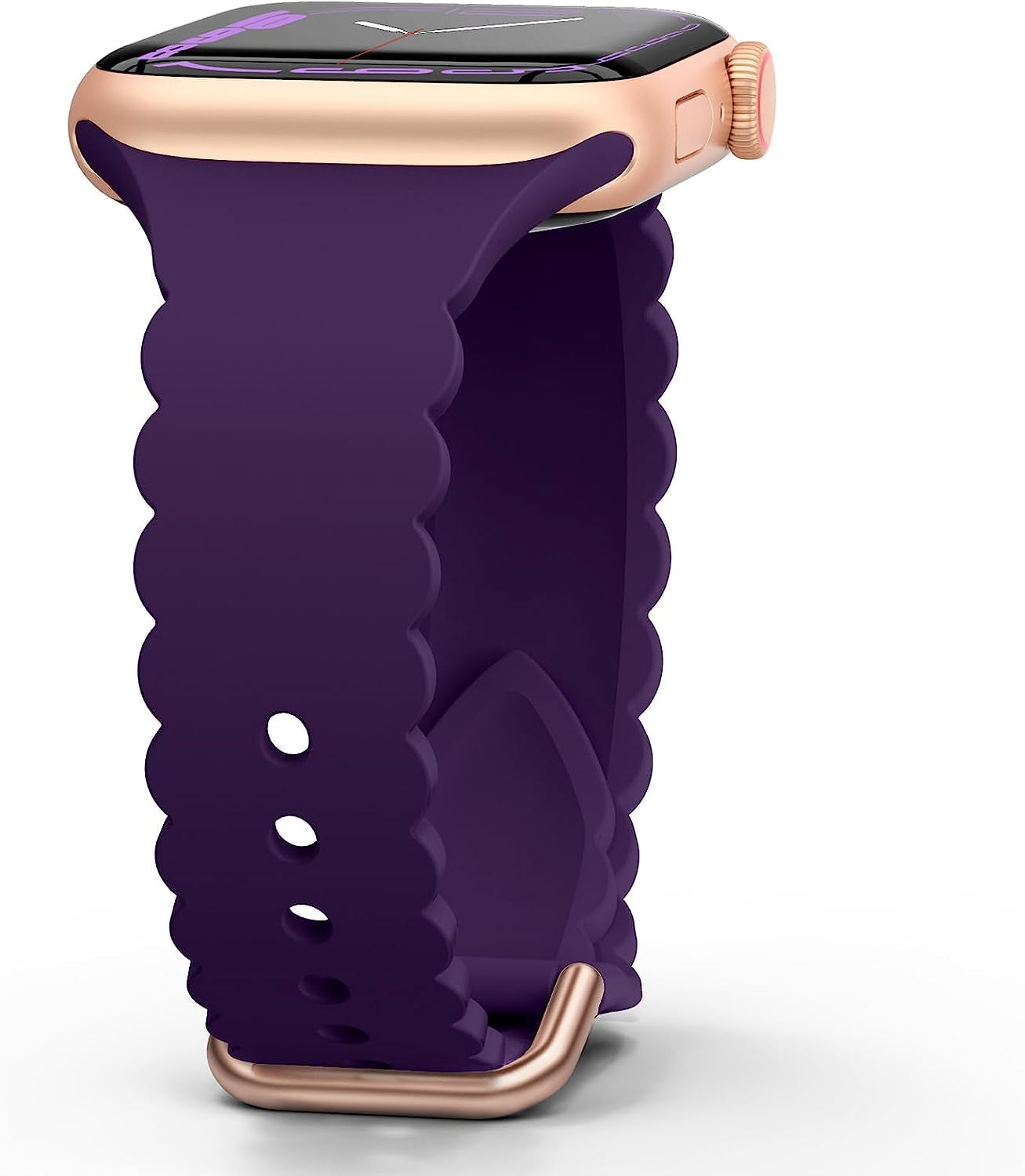 Sunnywoo Lace Silicone Band Compatible with Apple Watch Bands 38Mm 40Mm 41Mm 44Mm 42Mm 45Mm 49Mm, Women Soft Sport Strap Wristband Replacement for Iwatch Series Ultra 8 SE 7 6 5 4 3 2 1  Sunnywoo Deep Purple 38/40/41mm 