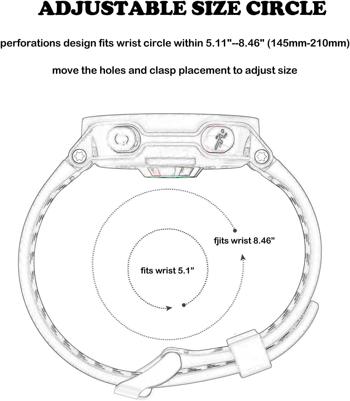 Replacement for Garmin Forerunner 235 / Garmin Approach S20 S5 S6 Watch Band Accessory, Adjustable Silicone Solid&Pattern Strap Wristband for Forerunner 220/230/620/630/735Xt/235Lite…  kiugi   