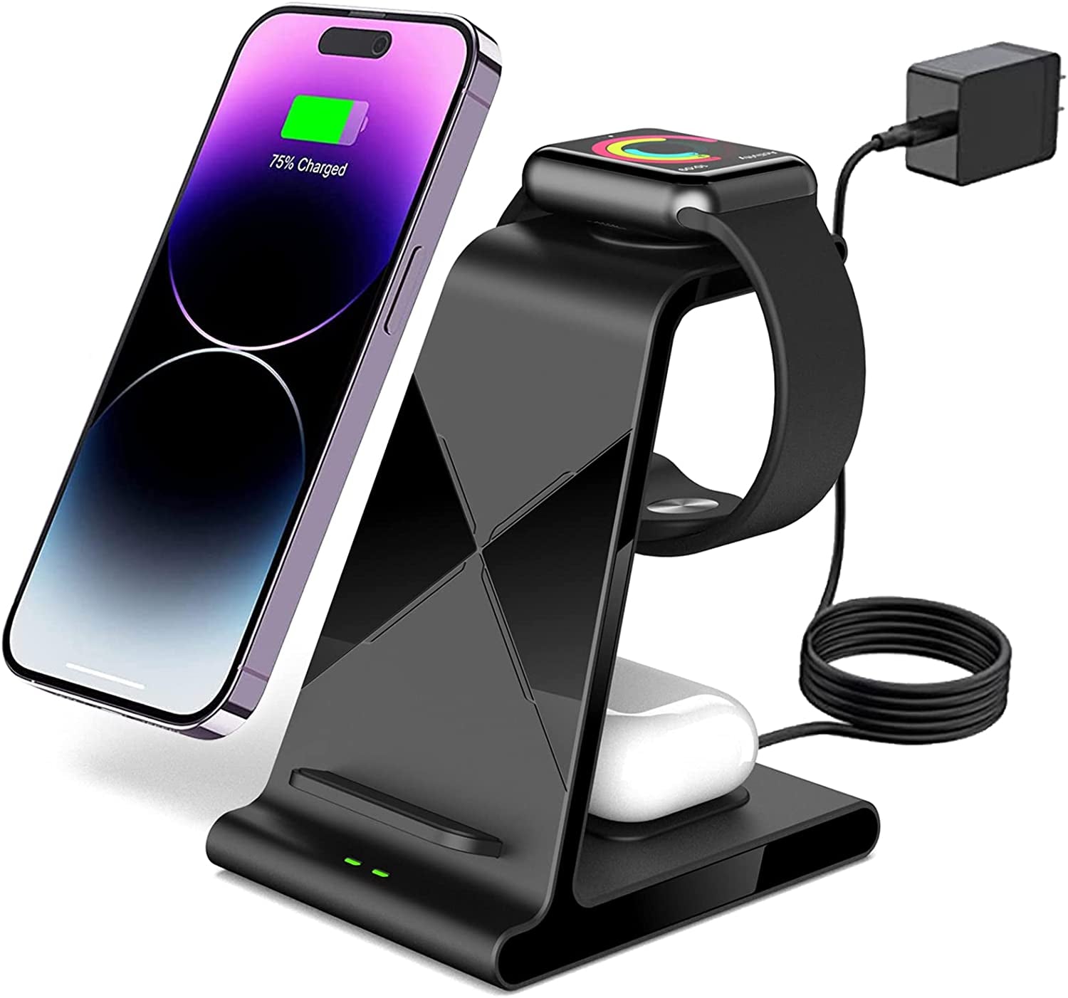 Aukvite 3 in 1 Wireless Charging Station Apple, Wireless Watch Charger Dock for Iwatch Series 8 7 6 5 4 3 2 Airpods, Phone Charger Stand Compatible with Iphone 14 Pro Max 13 12 Pro Samsung S22(Black)  Shenzhen Xuanfeng Innovations Technology Co., Ltd.   