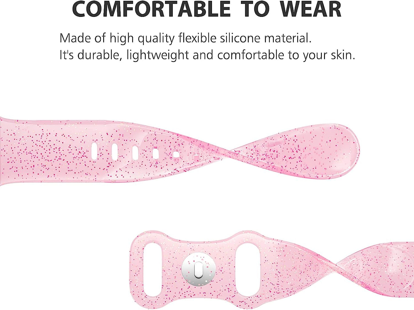 EDIMENS Sport Band Compatible with Apple Watch Bands 41Mm 38Mm 40Mm, Shiny Bling Glitter Silicone Soft Thin Small Replacement Band Compatible for Iwatch Series 8 7 6 5 4 3 2 1 SE Sport Edition Women  EDIMENS   