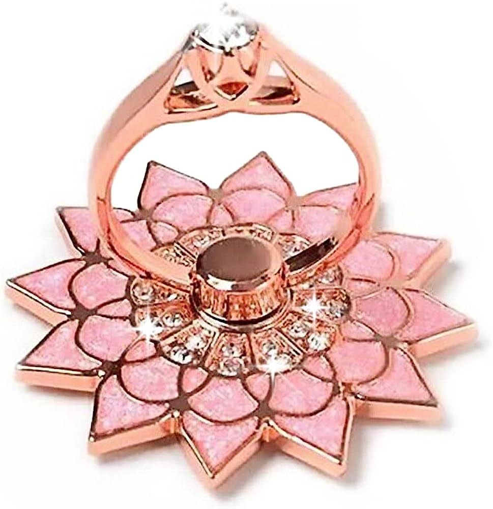 Cell Phone Ring Stand Holder Grip, 360° Cell Phone Ring Holder Stand Finger Kickstand, Cell Phone Ring Grip Holder for Back of Phone, Cell Phone Ring Grip Stand Silver Black Rose Gold  Mheijo Sunflower  