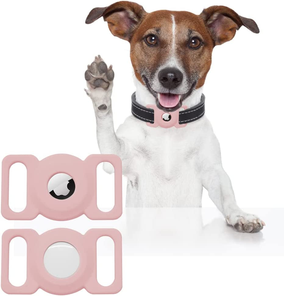 Dog Collar Holder for Air Tag [2 Pack], Bencube Dog Collar Cover,Silicone GPS Tracking Accessories Blue  bencube B Pink  