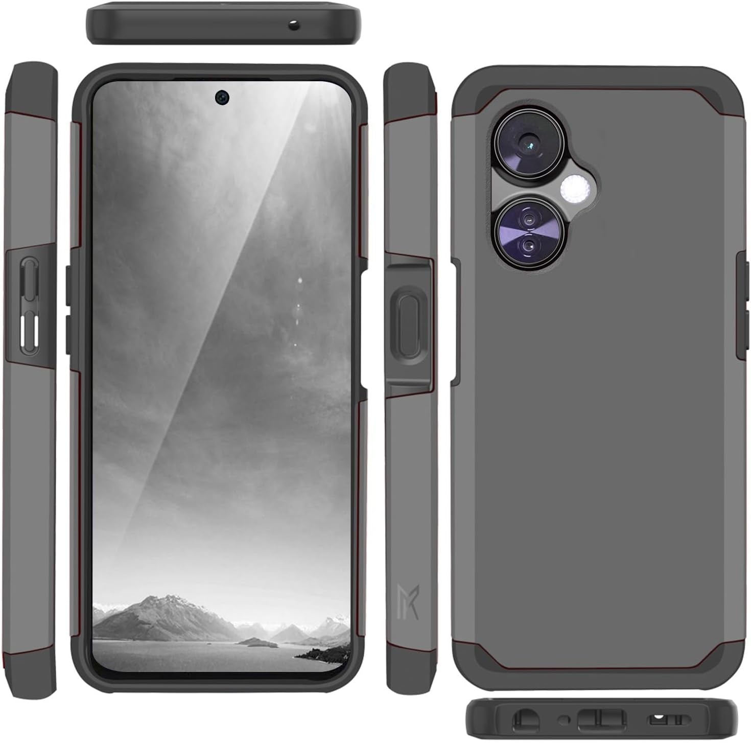 TJS Compatible for Oneplus Nord N30 5G Case, with Tempered Glass Screen Protector Dual Layer Hybrid (Magnetic Mount Friendly) Shockproof Drop Protection Impact Phone Case (Gray)  TJS   