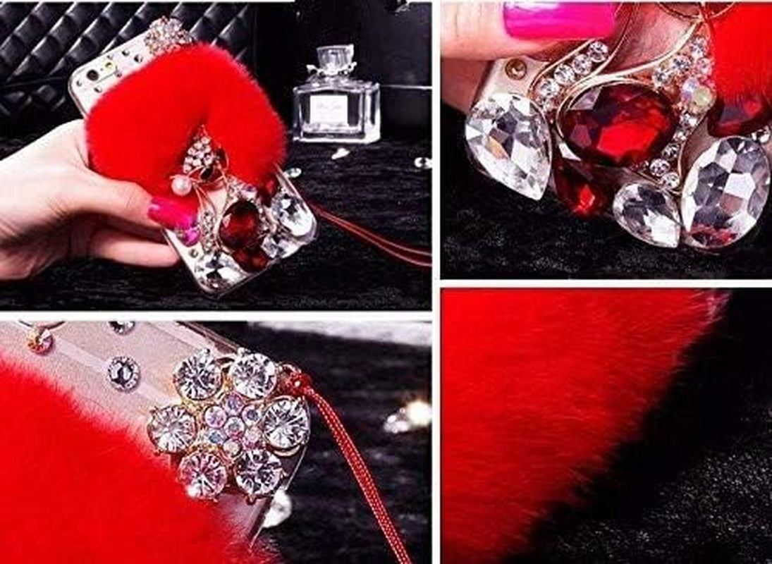 Case for LG G8 Thinq, 3D Handmade Luxury Civet Cats Fluffy Rabbit Fur Sparkle Stunning Stones Crystal Rhinestone Bling Diamond Glitter Case for LG G8 Thinq (Z01)  RB-CASE   