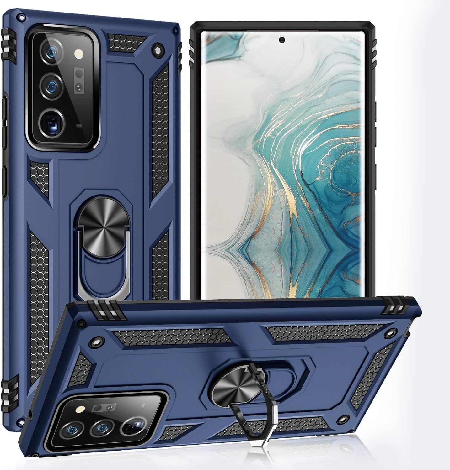 UKLCCU Case for Note 20 Ultra Phone Case Samsung Note 20 Ultra Case with Kickstand, Heavy Duty Armor Case Built-In 360° Rotate Ring Stand for Samsung Galaxy Note 20 Ultra - Green  UKLCCU Blue Samsung Galaxy Note 20 Ultra 5G Case 