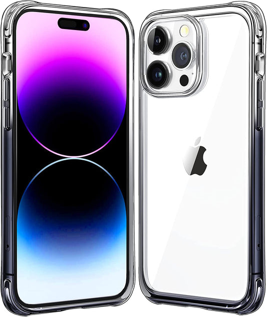 Mkeke for Iphone 14 Pro Case Clear, [Military Grade Protection] [Not Yellowing] Shockproof Phone Case for Apple Iphone 14 Pro 2022 -Gradient Black Clear  Shenzhen Make Technology Company Limited   