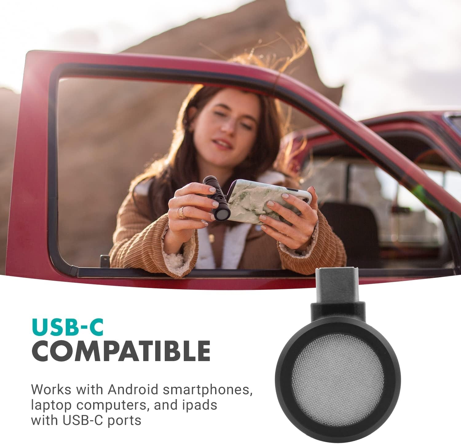 Movo Doublemic-Uc Dual Capsule Phone Microphone for USB-C Devices- Two-Sided Cardioid Condenser Android Shotgun Mic for Video Recording- Professional Microphone for Samsung, Ipad Pro, Google Pixel  Movo   