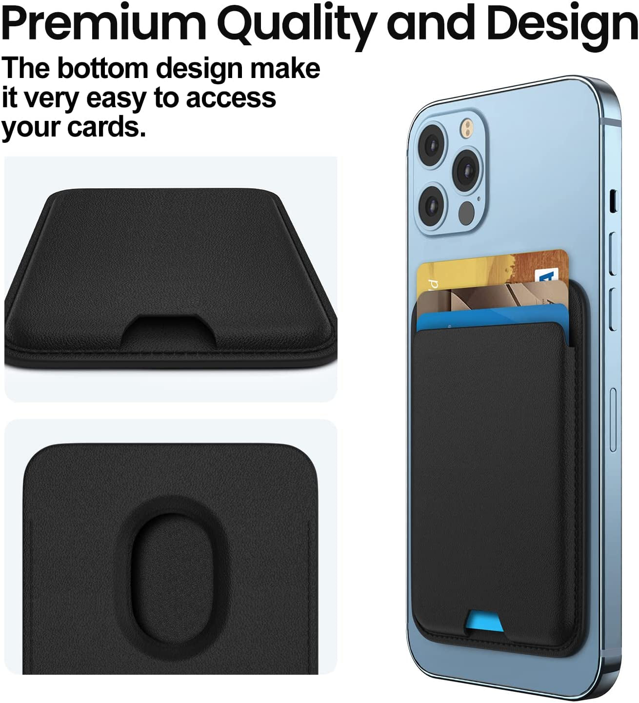 Magnetic Wallet Card Holder Compatible with Apple Magsafe Wallet for Iphone 14 Pro Max/14 Pro/14/14 Plus, Mag Safe Wallet for Iphone 13 Pro Max/13 Pro/13/13 Mini/Iphone 12 Series, Midnightblack  iLodn   