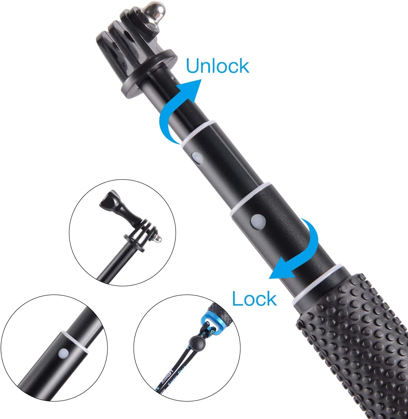 Trehapuva Selfie Stick, 19” Waterproof Extension Hand Grip Adjustable Monopod Pole Compatible with Gopro Hero(2018) Hero 10 9 8 7 6 5 4 3+ 3 Session, AKASO, Xiaomi Yi,Sjcam SJ4000 SJ5000 SJ6000 More  Trehapuva   