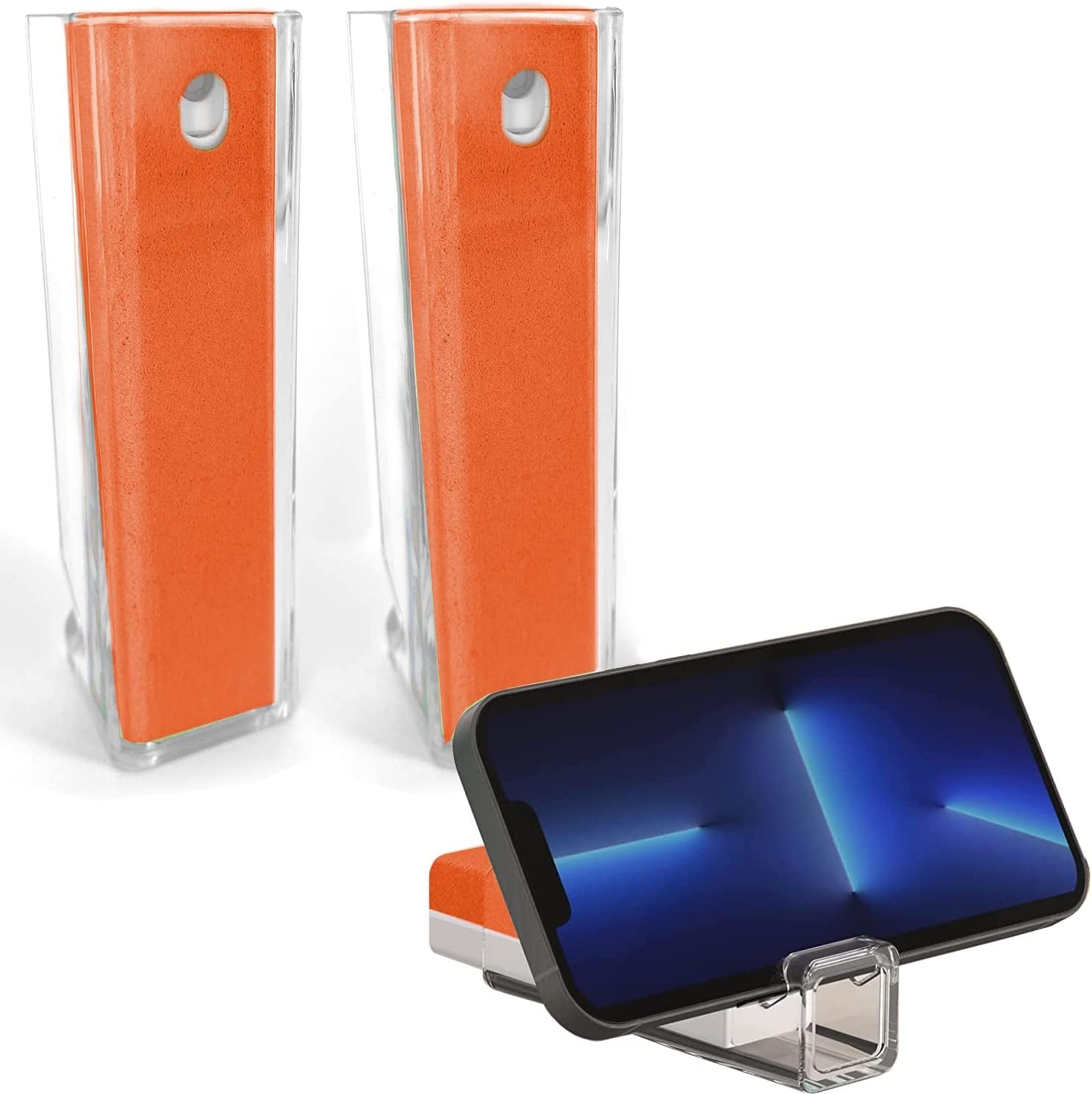 Acuvar 5 in 1 Cleaning Kit for Smartphone, Earbuds, Tablets, Laptops & Cameras Screen Cleaner Tool Kit with Cleaning Pen, Spray, Soft Brush, Sponge and Metal Tip for Charging Port, Speaker, Headphones  Acuvar Orange 2 Pack 